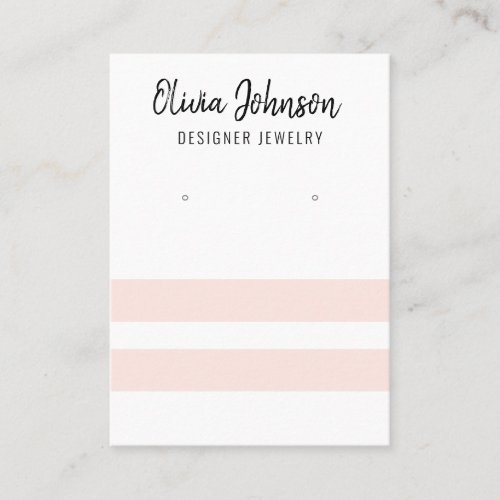 Pink and White Stripes Jewelry Earring Display  Business Card