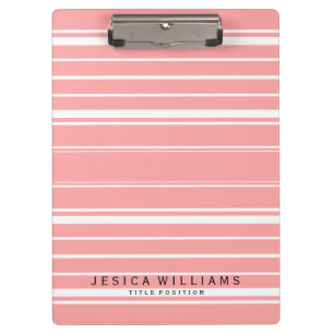 Pink And White Stripes Pattern Clipboard