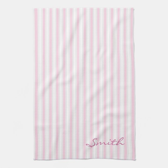 Pink and White Stripes Pattern Towel (Vertical)