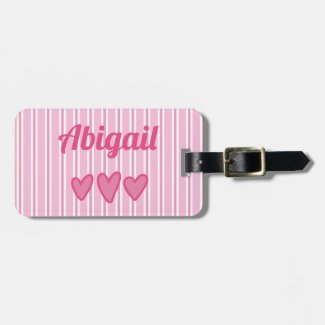 Pink and White Stripes - Personalized Luggage Tag