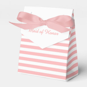 Pink and White Stripes Personalized Wedding Favor Favor Boxes