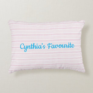 Pink and white stripes squared accent pillow