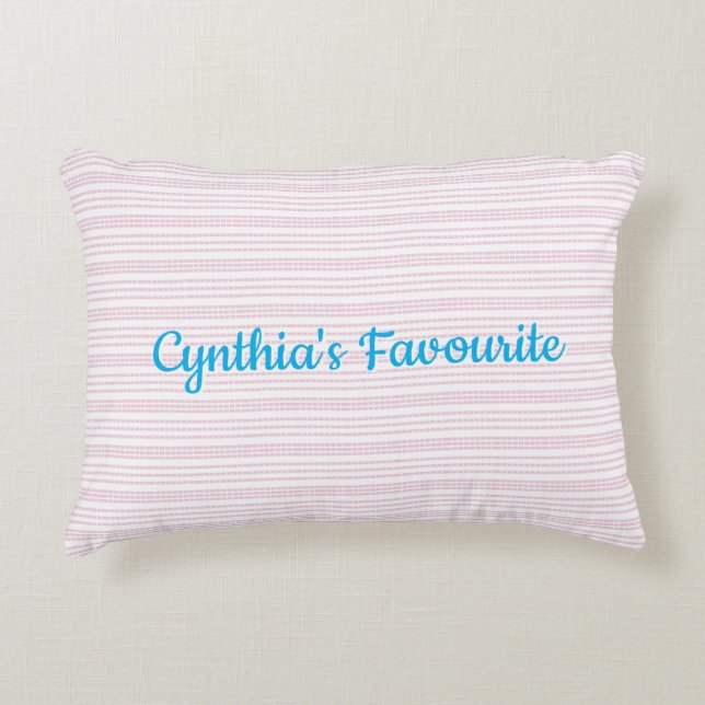 Pink and white stripes squared accent pillow (Front)