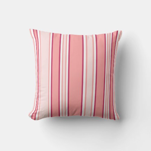 Pink and White Stripes Throw Pillow