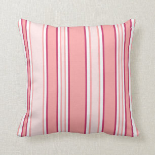 Pink and White Stripes Throw Pillow