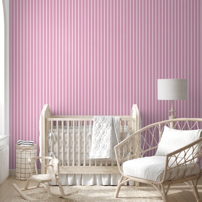 Pink and White Stripes Wallpaper (Kids)