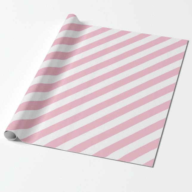 Pink and White Stripes Wrapping Paper (Unrolled)