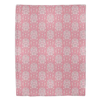 Pink And White Stylish Boho Damask Pattern Duvet Cover by MHDesignStudio at Zazzle