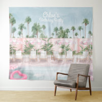 Pink and White Summer Pool Party Tapestry