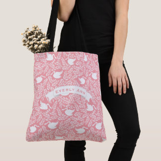 Pink and White Swan Pattern Tote Bag