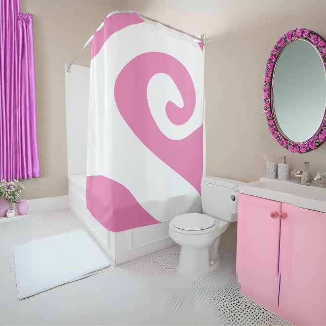 Pink and White Swirl Wave Shower Curtain (Creator Uploaded)