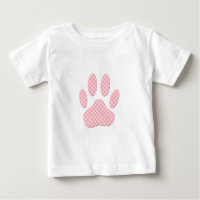 Pink And White Tartan Dog Paw Print