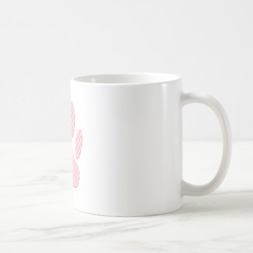 Pink And White Tartan Dog Paw Print Coffee Mug