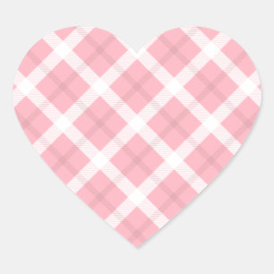 Pink And White Tartan Pattern Heart Sticker