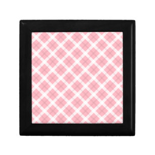 Pink And White Tartan Pattern Jewelry Box