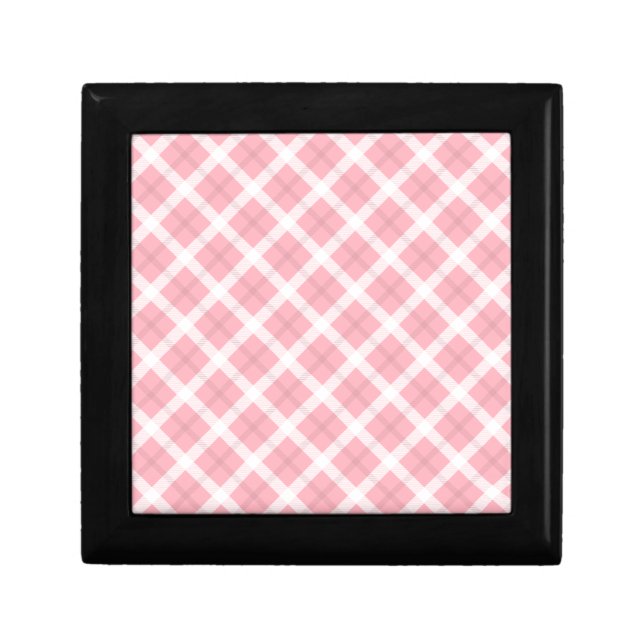 Pink And White Tartan Pattern Jewelry Box (Front)