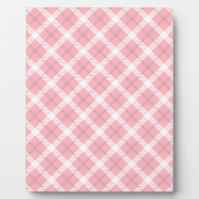 Pink And White Tartan Pattern Plaque (Front)