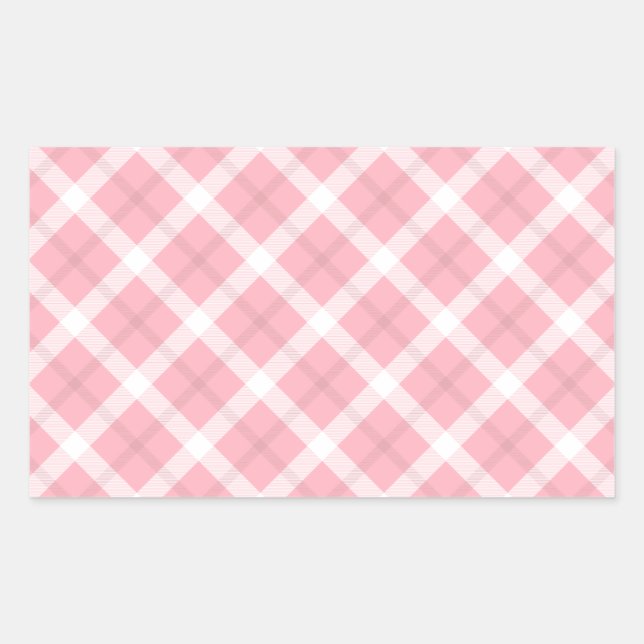 Pink And White Tartan Pattern Rectangular Sticker (Front)