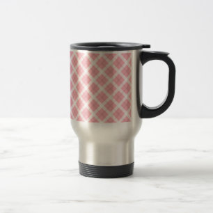 Pink And White Tartan Pattern Travel Mug