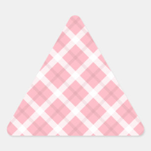 Pink And White Tartan Pattern Triangle Sticker