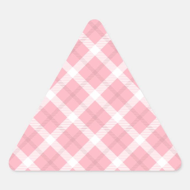 Pink And White Tartan Pattern Triangle Sticker (Front)