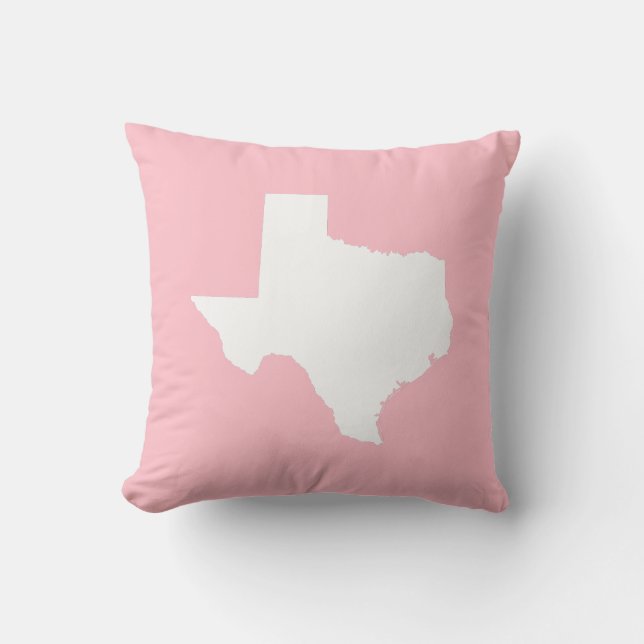 Pink and White Texas Throw Pillow (Front)