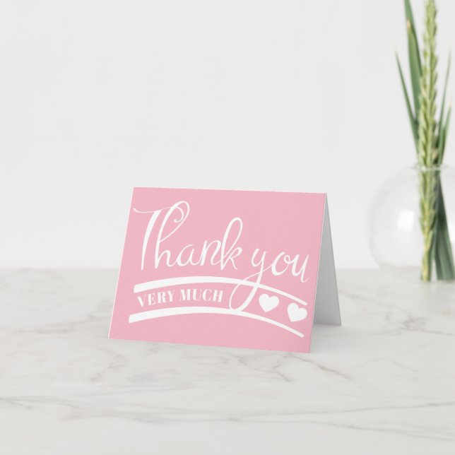 Pink and White Thank You Heart Wedding Party (Front)