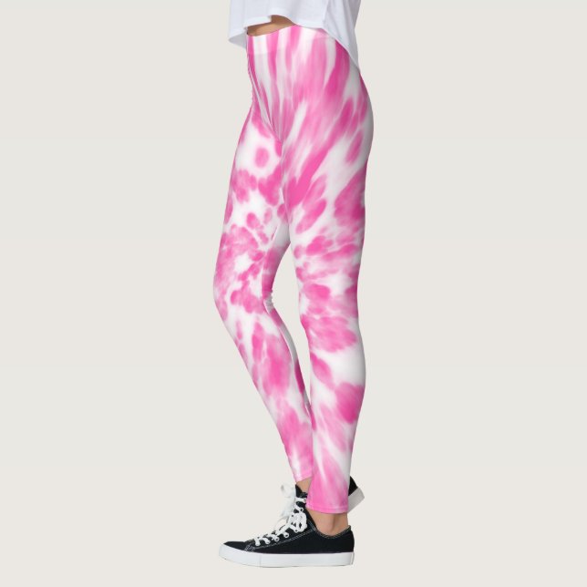 pink and white Tie-dye Leggings (Left)