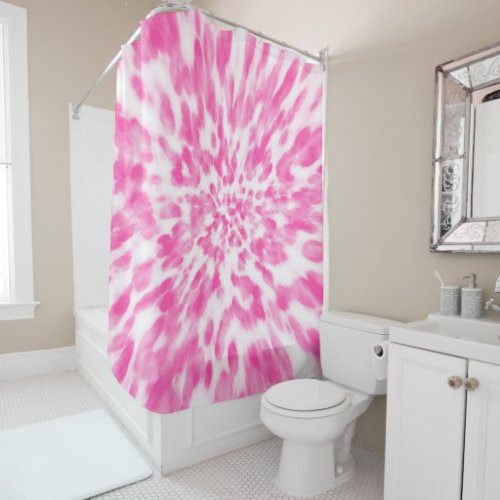 pink and white tie_dyed  shower curtain