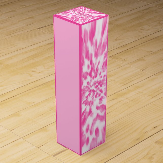 pink and white tie-dyed  wine box (Back)