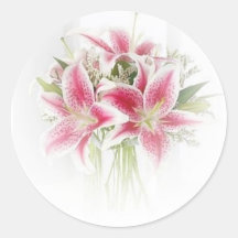 2 x Square Stickers 10 cm Pretty Pink Lily Flowers Lilies  #43356 