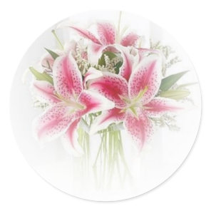 pink and white tiger lilies classic round sticker