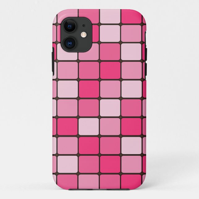 Pink and White Tile Squares Case-Mate iPhone Case (Back)