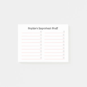 Pink and White To Do List   Personalized Post-it Notes