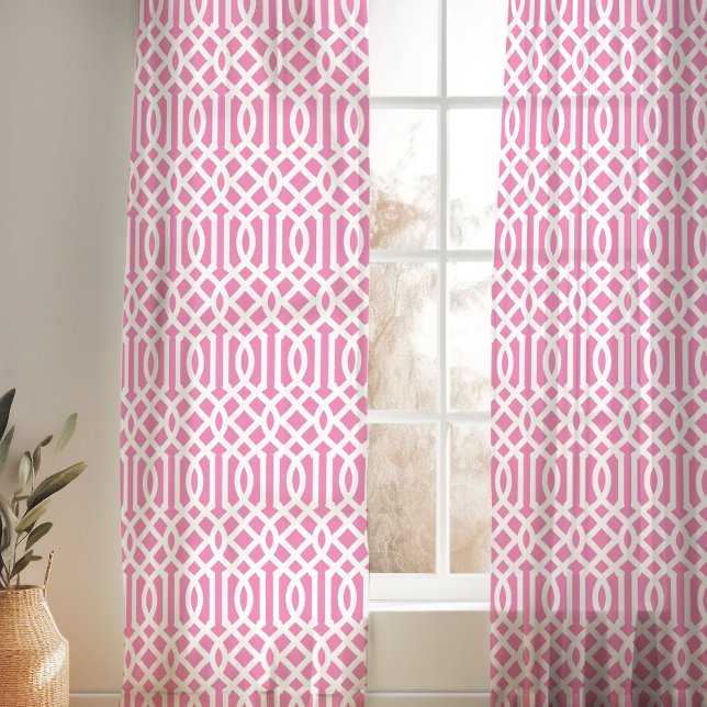 Pink and White Trellis Pattern Sheer Curtains (Creator Uploaded)