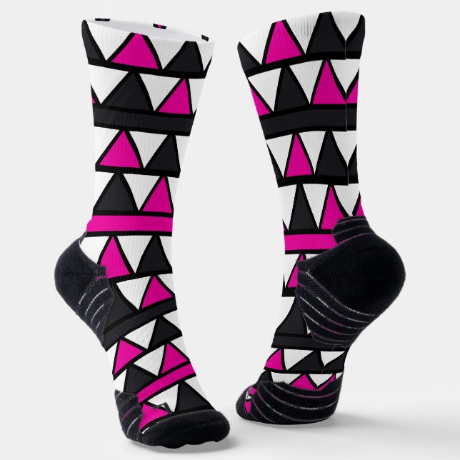 Pink And White Triangle Socks (Angled)
