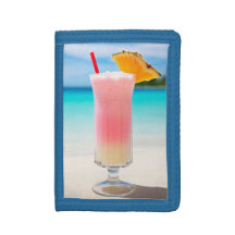 Pink and White Tropical Drink on Beach Wallet