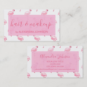 Pink and White Tropical Flamingo Pattern Business Card