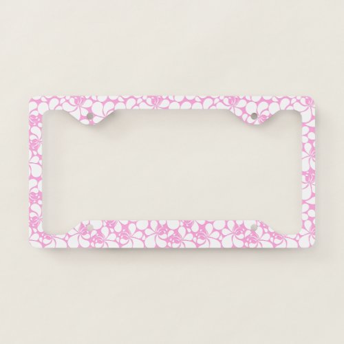 Pink and white tropical floral license plate frame