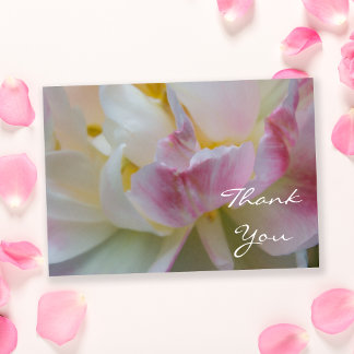 Pink and White Tulip Flower Flat Thank You Notes Invitation