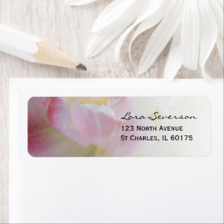 Pink and White Tulip Flower Return Address Label
