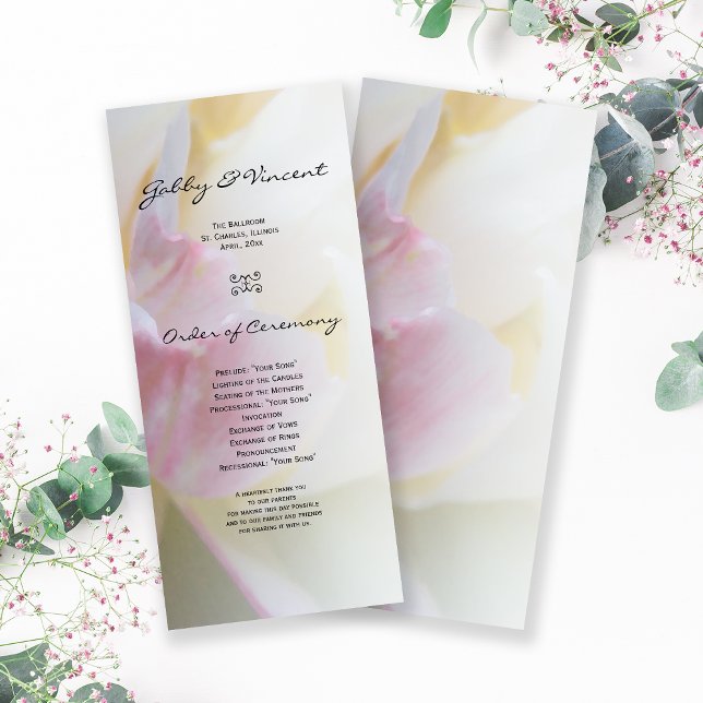 Pink and White Tulip Flower Spring Wedding Program (Creator Uploaded)