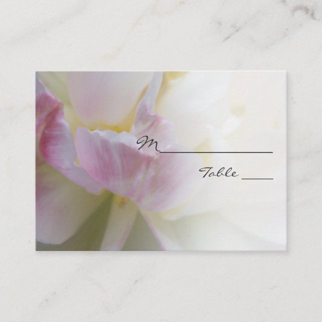 Pink and White Tulip Flower Wedding Place Card (Front)