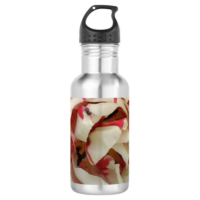 Pink and White Tulip Water Bottle (Front)