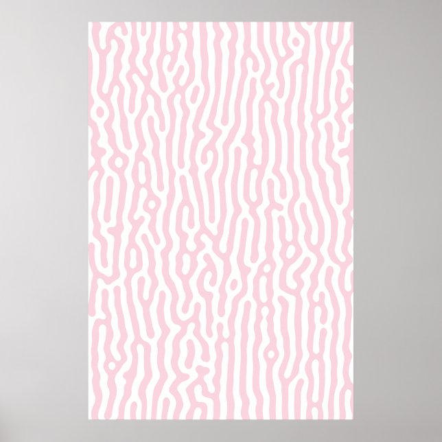 Pink and White Turing Pattern Poster (Front)
