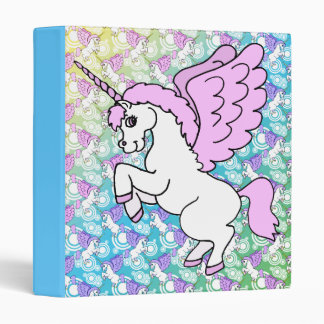 Pink and White Unicorn Graphic 3 Ring Binder