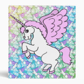 Pink and White Unicorn Graphic 3 Ring Binder (Front)