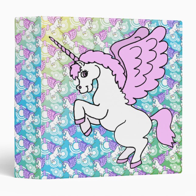 Pink and White Unicorn Graphic Binder (Front/Spine)