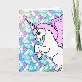 Pink and White Unicorn Graphic Card