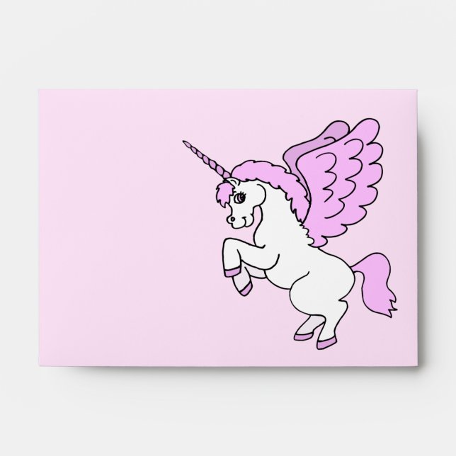 Pink and White Unicorn Graphic Envelope (Front)
